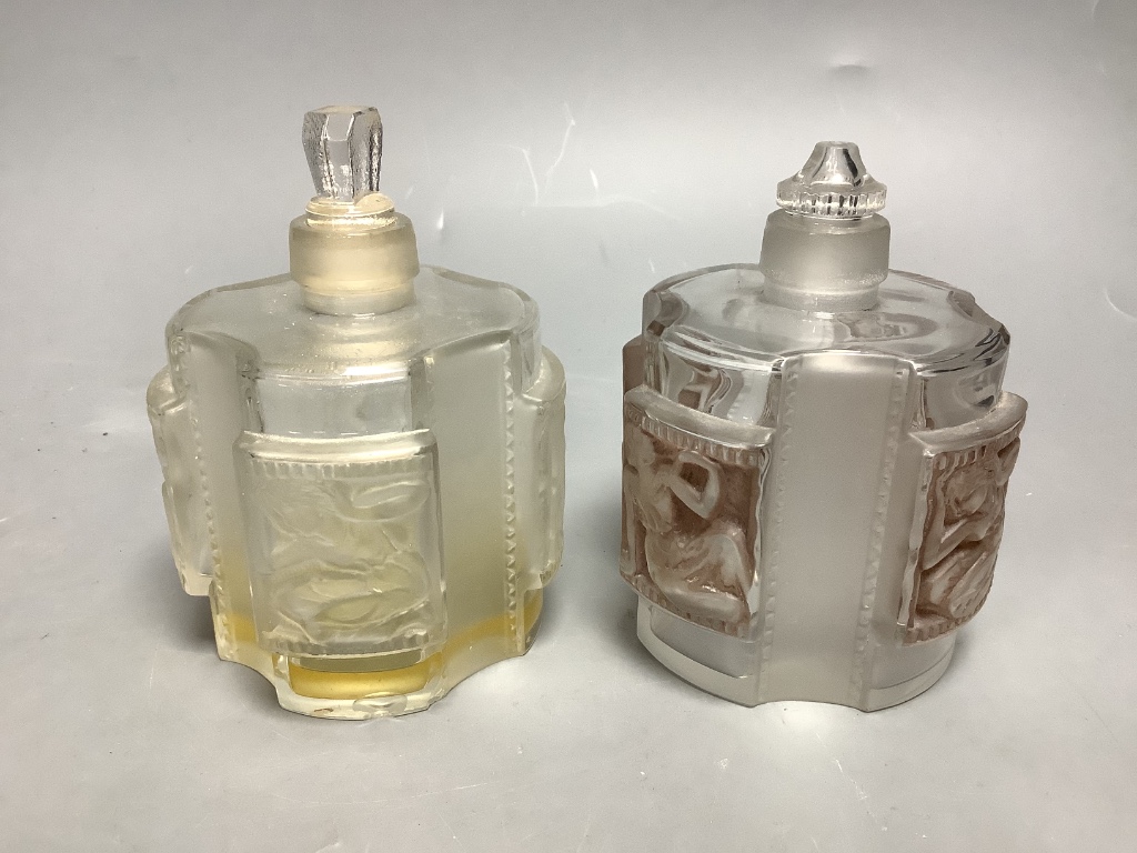 Two Lalique 'Helene' perfume bottles, missing outer covers